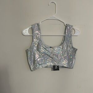 Metallic Cropped Top Bra